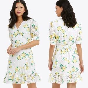 Draper James White and Yellow Floral Mini Dress